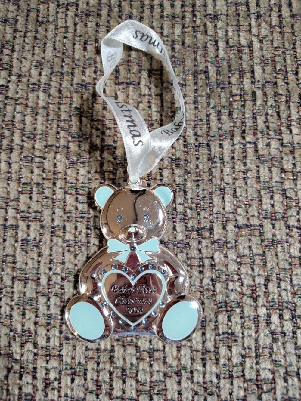 NEW STUDIO DESIGN baby's first Christmas 2017 boy blue teddy bear ornament ..